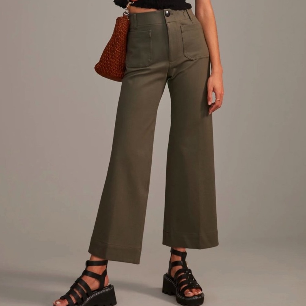 MAEVE The Colette Cropped High Rise Wide-Leg Ponte Pants Size 31